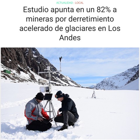 Estudio apunta en un 82% a mineras por derretimiento acelerado de glaciares en Los Andes - Chicureo Hoy
